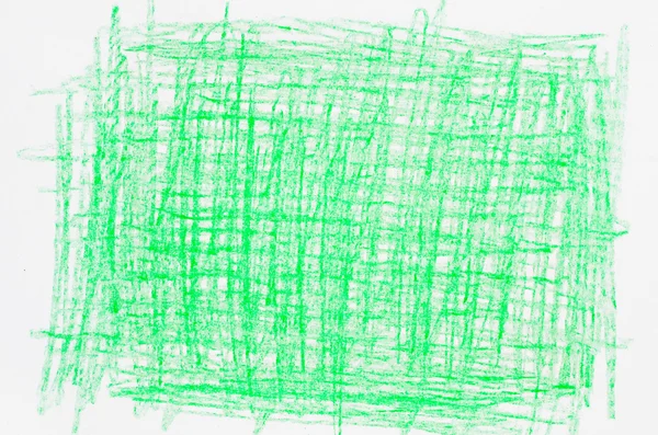 Pastello verde disegno su carta bianca — Foto Stock