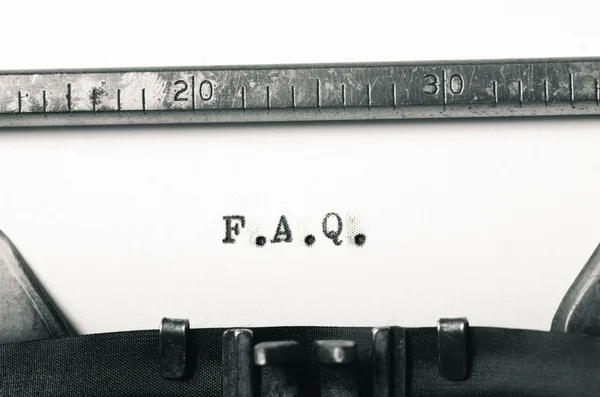 Parola faq digitata sulla macchina da scrivere — Foto Stock