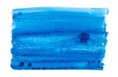 Beyaz Kağıt arka plan üzerinde mavi suluboya doku boyalı 