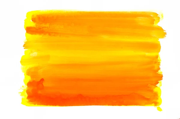 Beyaz Kağıt arka plan üzerine boyalı turuncu suluboya doku — Stok fotoğraf