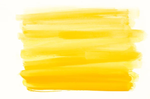 Yellow watercolor texture painted on white paper background — Stock Photo, Image