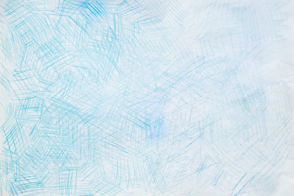 白纸上的蓝色抽象蜡笔画 — 图库照片