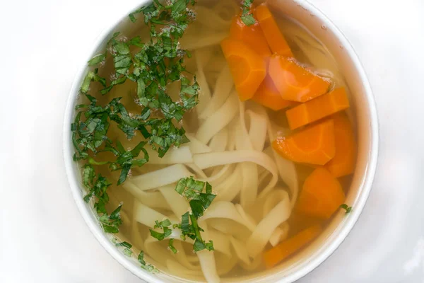 Vegan Broth Noodles Bowl Closeup — Stock Photo, Image