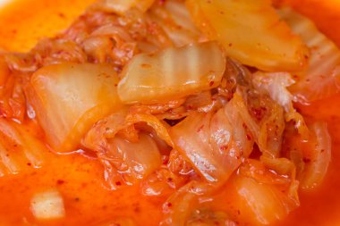 Kimçi, mayalanmış Napa lahanası yakın plan seçici odak