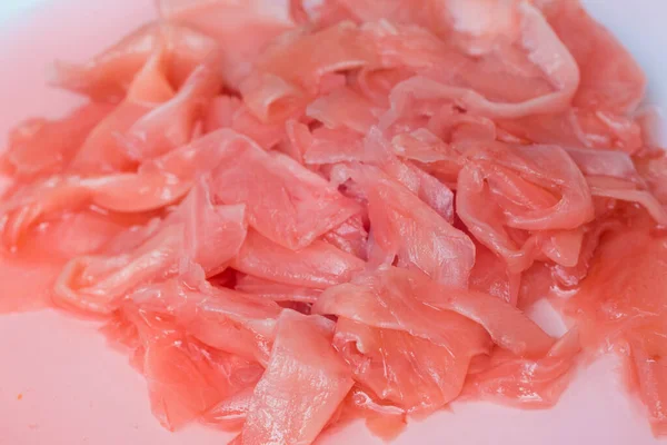 Pink Sushi Gari White Plate — Stock Photo, Image