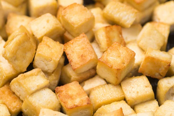 Fried Small Tofu Pieces Closeup Selective Focus — Stock Photo, Image