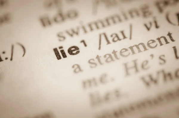 Dictionary definition of word lie — Stock Photo, Image