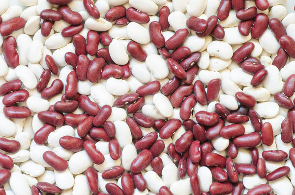 сухие белые и красные бобы
