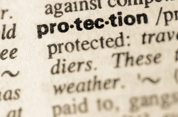 Dictionary definition of word protection — Stock Photo, Image