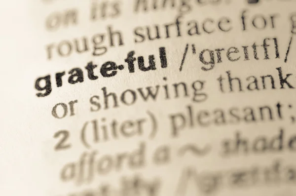 Dictionary definition of word grateful — Stock Photo, Image