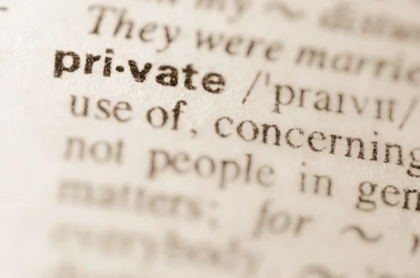 Dictionary definition of word private — Stock Photo, Image