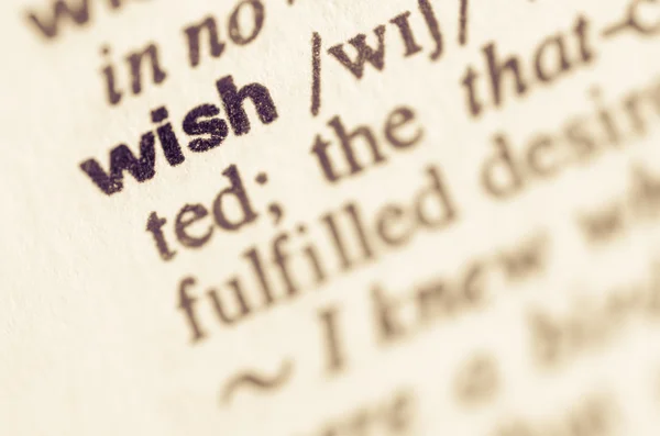 Dictionary definition of word wish — Stock Photo, Image