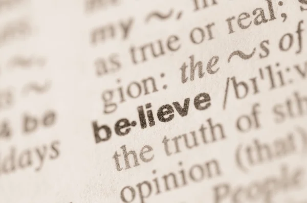 Dictionary definition of word belive — Stock Photo, Image