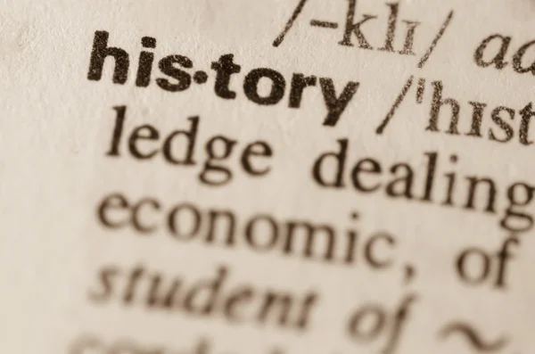 Dictionary definition of word history — Stock Photo, Image