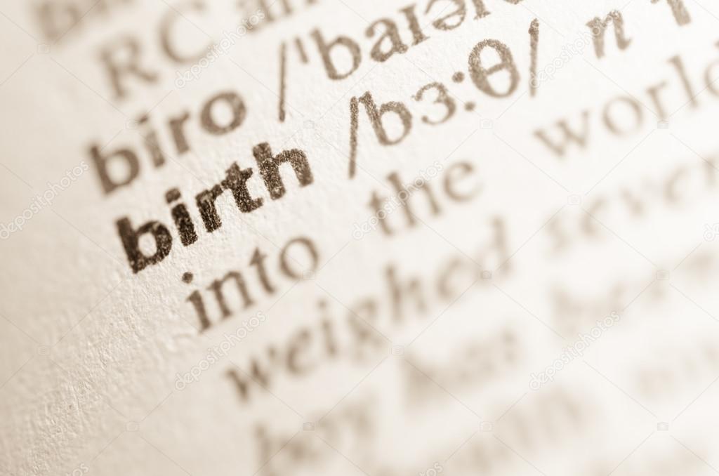 Dictionary definition of word birth