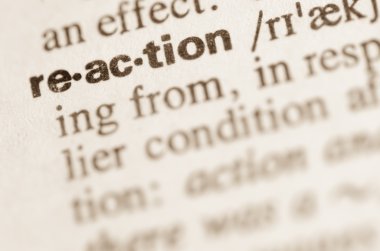 Word reaksiyon sözlük tanımı