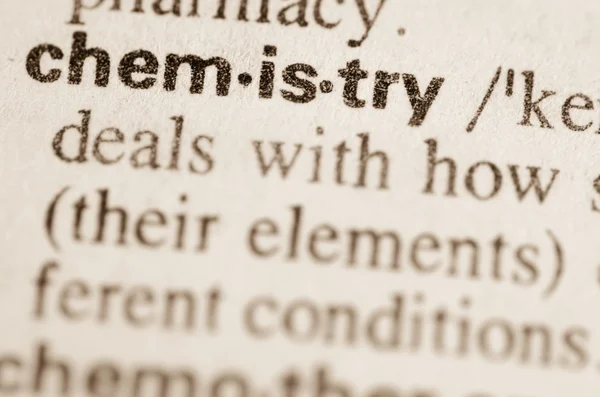 Ordbokens definition av ordet kemi — Stockfoto