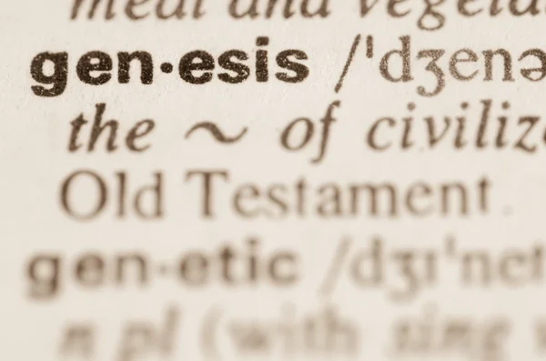 Ordbokens definition av ordet genesis — Stockfoto