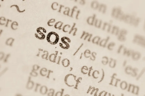 Definizione del dizionario della parola SOS — Foto Stock