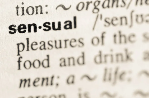 Ordbokens definition av ordet sensuell — Stockfoto