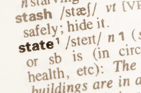 Dictionary definition of word state — Stock Photo, Image