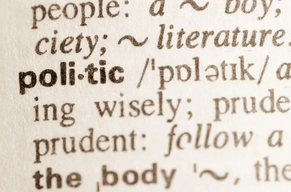Ordbokens definition av ordet politic — Stockfoto