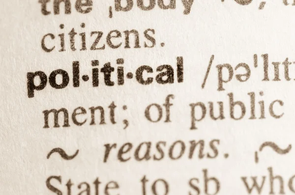 Ordbokens definition av ordet politiska — Stockfoto