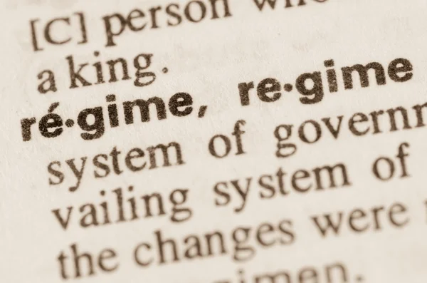 Dictionary definition of word regime — Stock Photo, Image