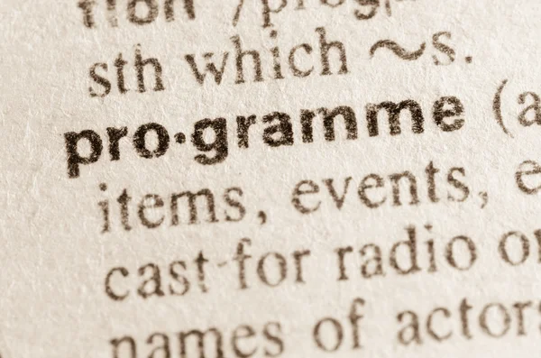 Ordbokens definition av ordet program — Stockfoto