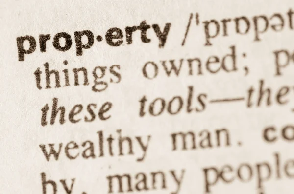 Dictionary definition of word property — Stock Photo, Image