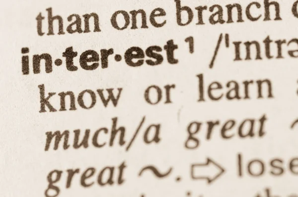 Dictionary definition of word interest — Stock Photo, Image