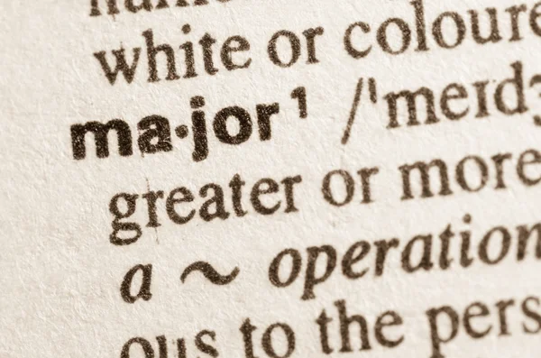 Dictionary definition of word major — Stock Photo, Image