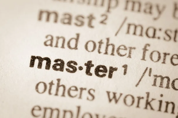Dictionary definition of word master — Stock Photo, Image
