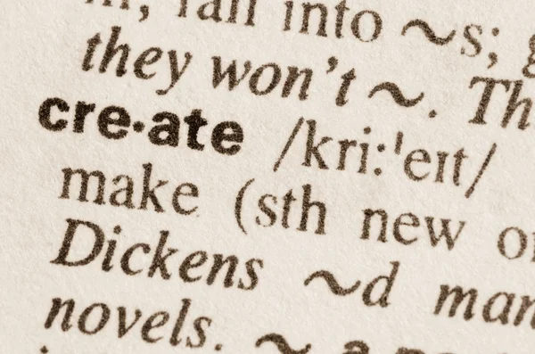 Dictionary definition of word create — Stock Photo, Image