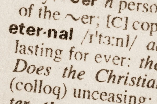 Diccionario definición de palabra eterna — Foto de Stock