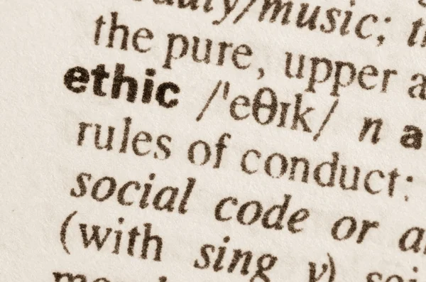 Dictionary definition of word ethic — Stock Photo, Image