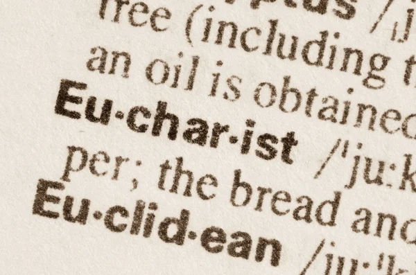 Woordenboekdefinitie van woord Eucharistie — Stockfoto