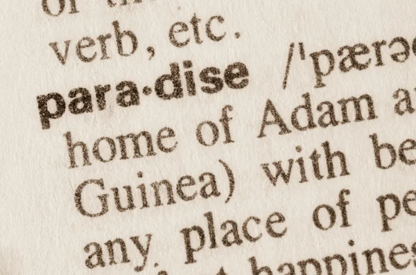 Словарное определение слова рай — стоковое фото