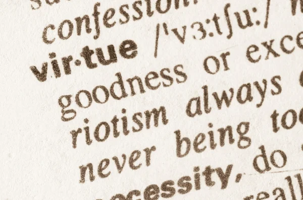 Dictionary definition of word virtue — Stock Photo, Image