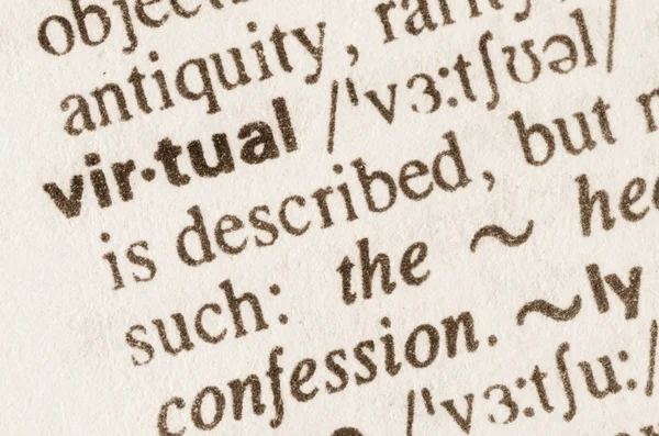 Dictionary definition of word virtual — Stock Photo, Image