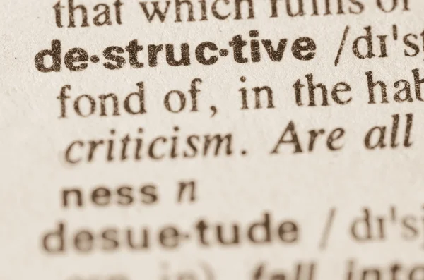 Definisi kamus dari kata destruktif — Stok Foto