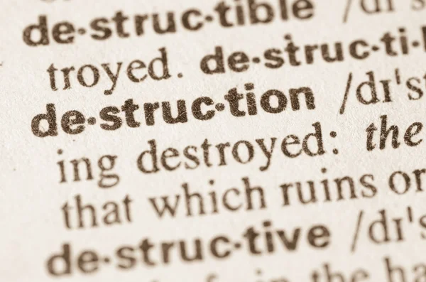 Diccionario definición de la palabra destrucción — Foto de Stock