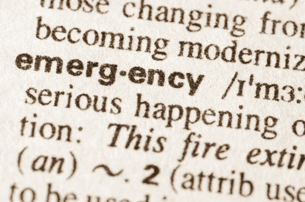 Definizione dizionario di emergenza parola — Foto Stock