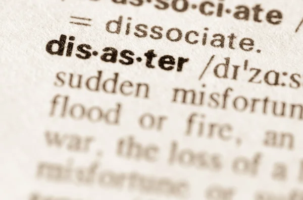 Dictionary definition of word disaster — Stock Photo, Image