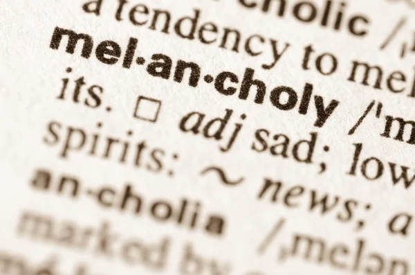 Ordbokens definition av ordet melankoli — Stockfoto