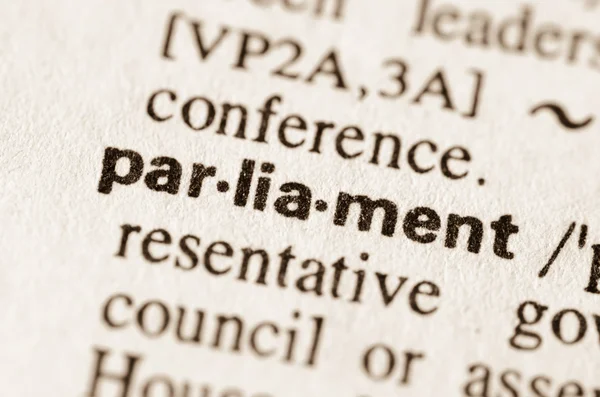 Dictionary definition of word parliament — Stock Photo, Image