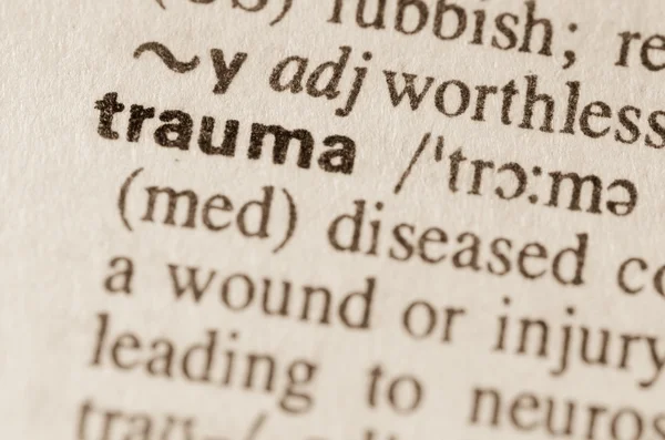 Ordbokens definition av ordet trauma — Stockfoto