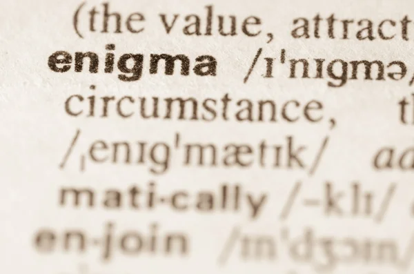 Dictionary definition of word enigma — Stock Photo, Image
