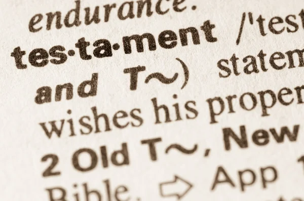 Dictionary definition of word testament — Stok fotoğraf