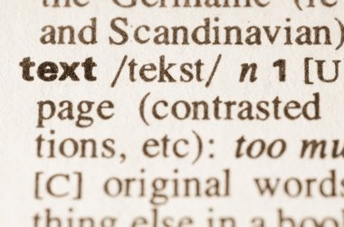 Dictionary definition of word text 
